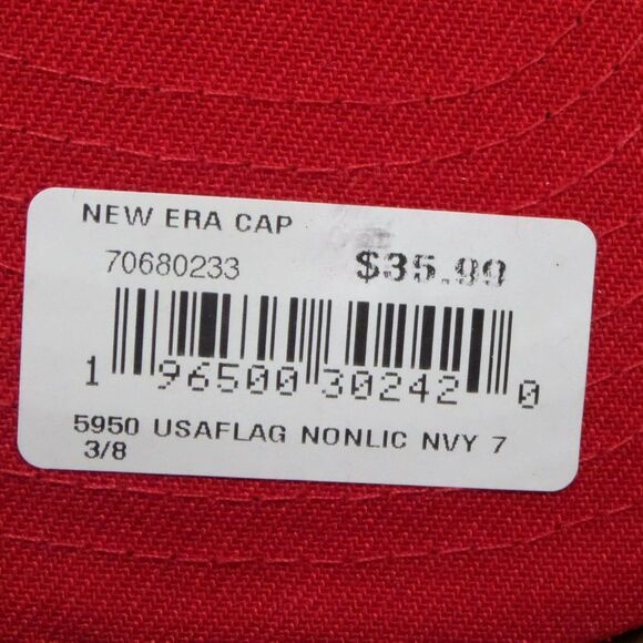 New Era USA flag 59Fifty Navy Blue fitted Hat Size 7 1/4 and 7 3/8 Cap - Picture 10 of 13